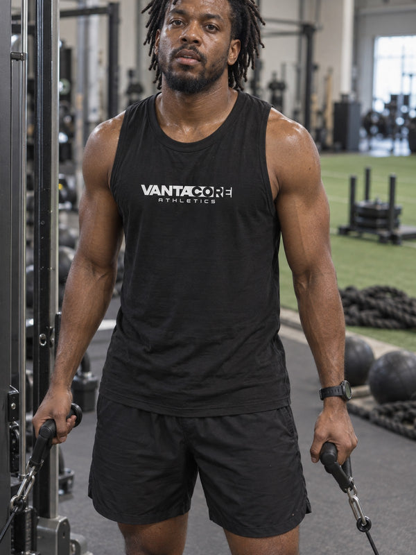 Vantacore Athletics Muscle Tank — Minimal Logo Workout Tank Top