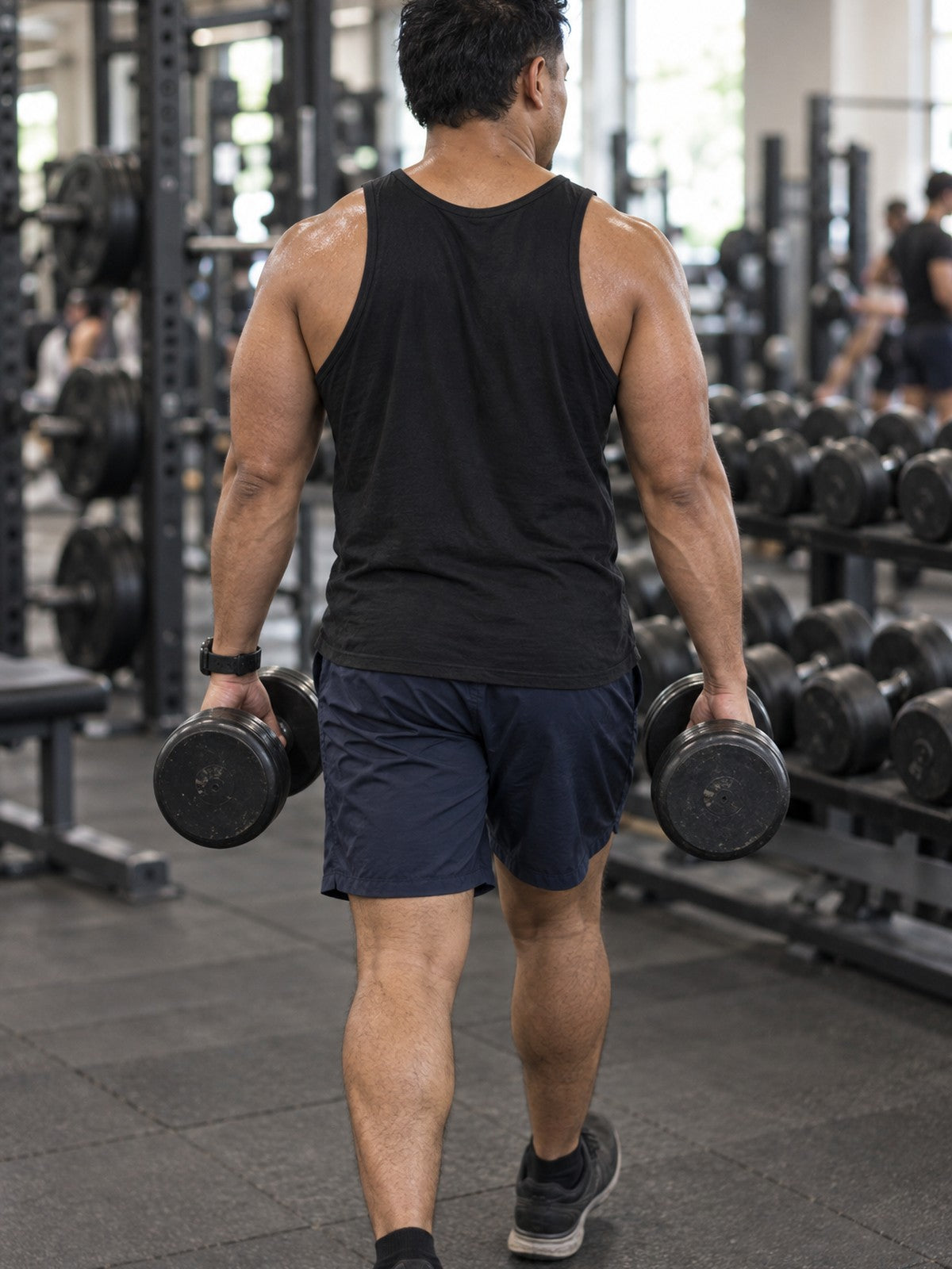 Strength Is Not Given Weightlifting Tank Top — 'Strength Is Forged' Gym Tank – gym training, rear view