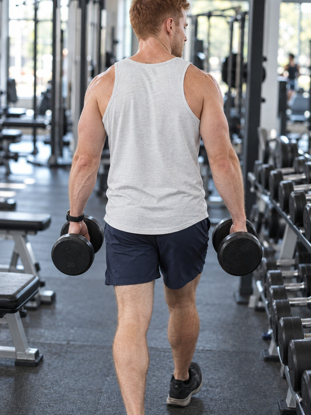 Vantacore Logo Tank Top – Minimalist Gym Tank | Unisex Sleeveless Fitness Shirt – gym training, rear view