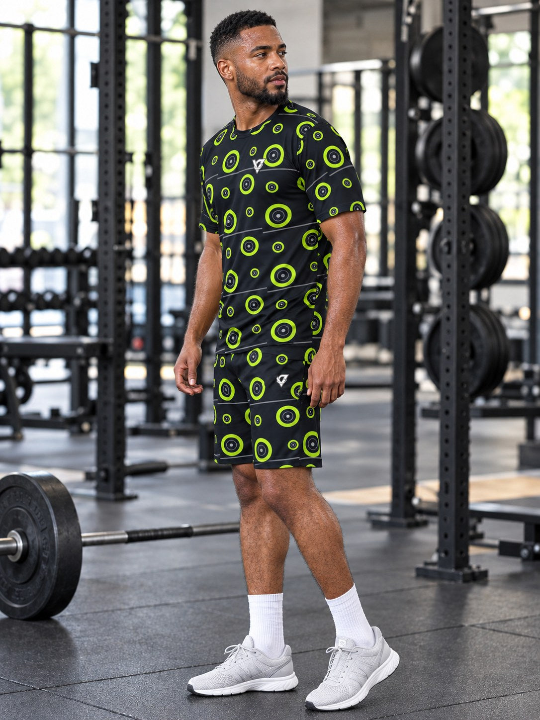 Training & Gym Volt Night Iron Plate Men's Athletic Shorts with Pockets, side view