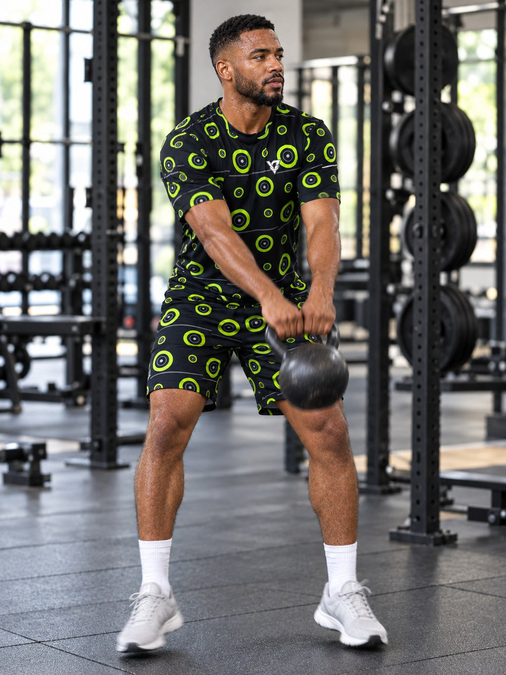 Training & Gym Volt Night Iron Plate Men's Sports Jersey, in action