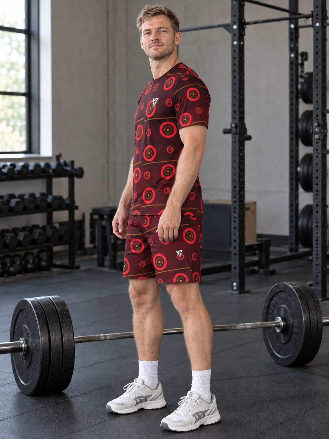 Training & Gym Crimson Blaze Iron Plate Men's Athletic Shorts with Pockets, side view