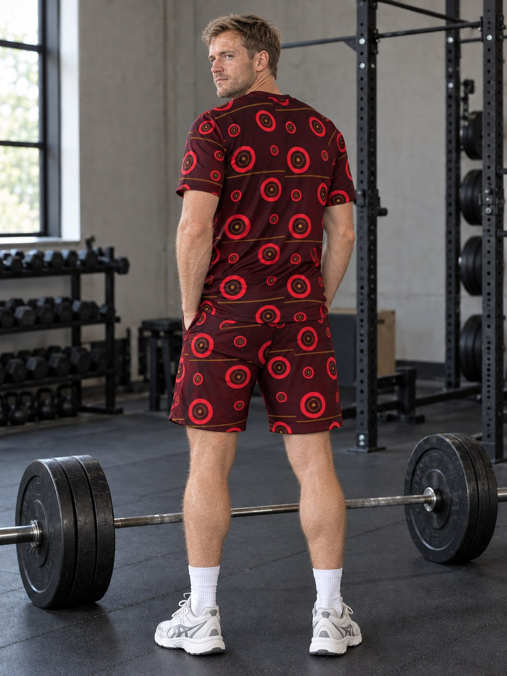 Training & Gym Crimson Blaze Iron Plate Men's Sports Jersey, back view