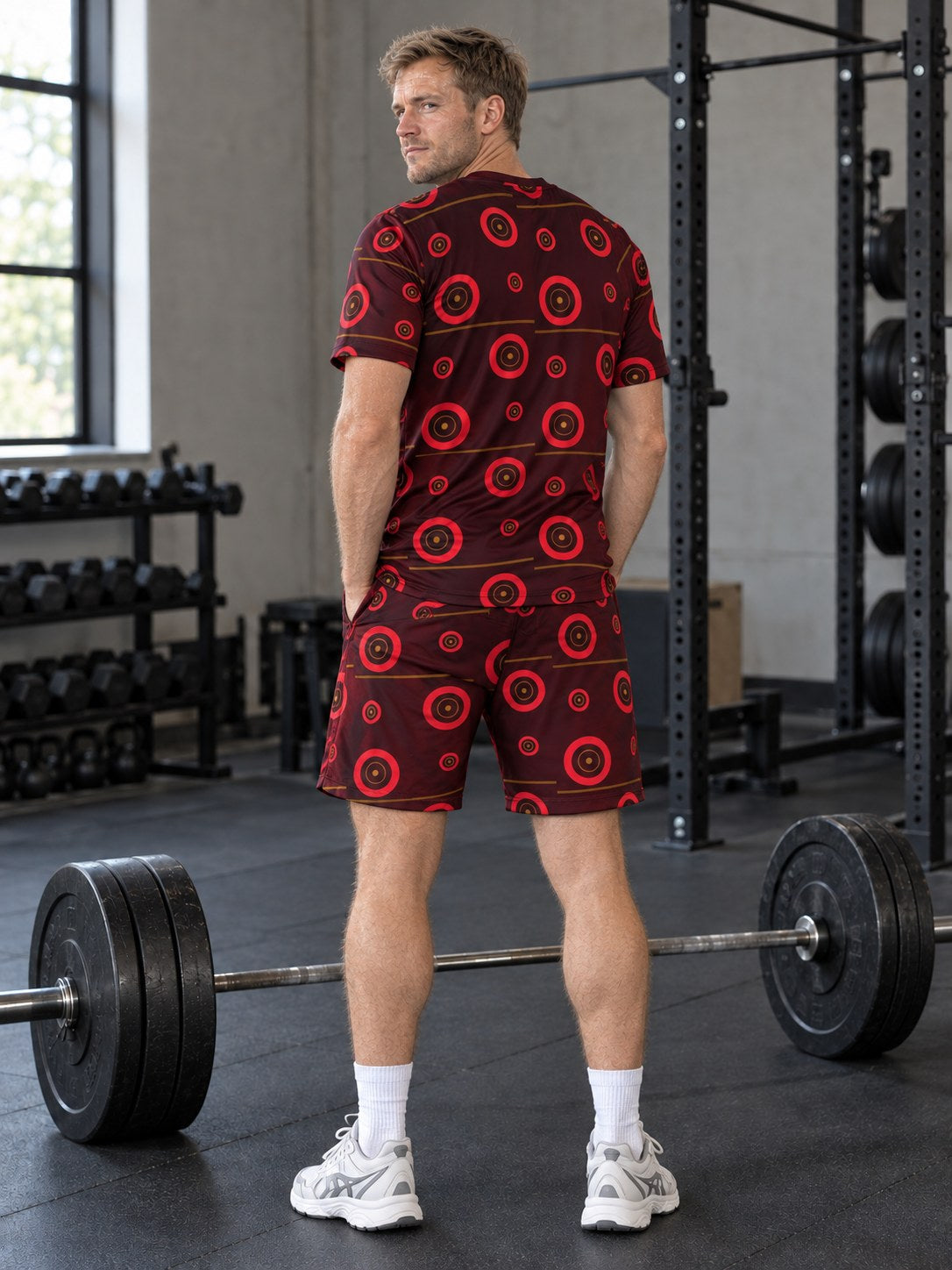 Training & Gym Crimson Blaze Iron Plate Men's Sports Jersey, back view