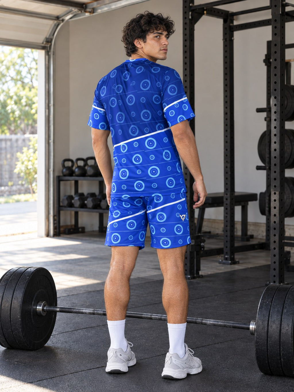 Training & Gym Royal Ice Iron Plate Men's Sports Jersey, back view