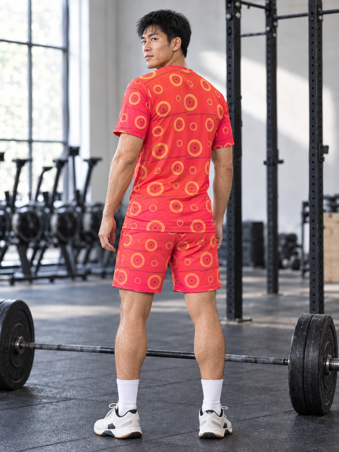 Training & Gym Sunset Fade Iron Plate Men's Sports Jersey, back view