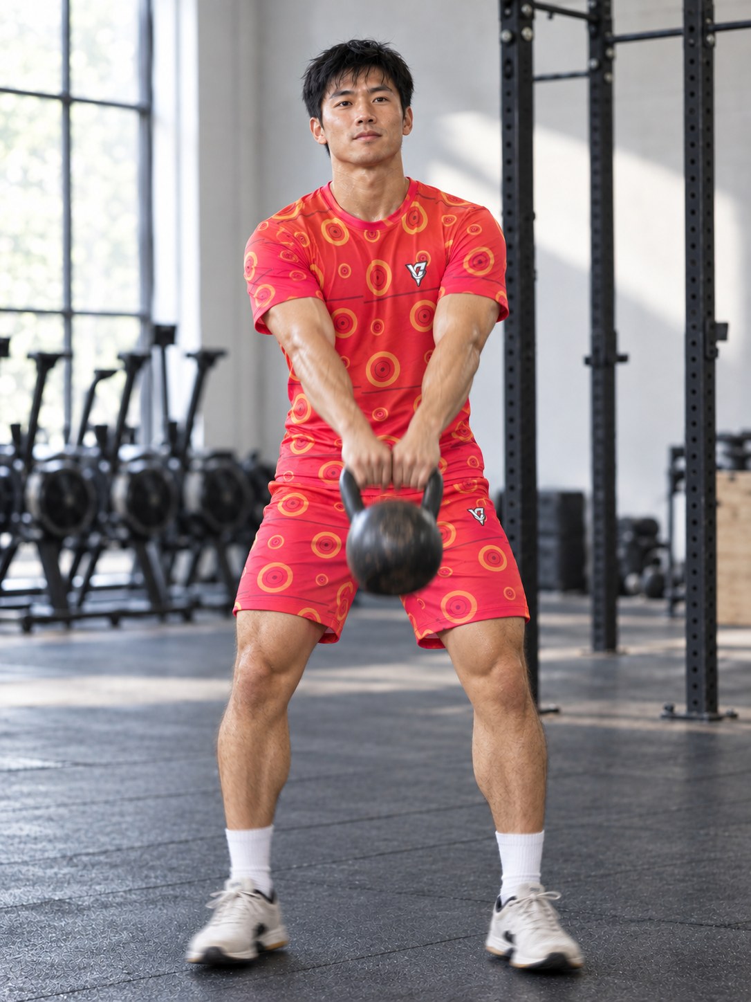 Training & Gym Sunset Fade Iron Plate Men's Sports Jersey, in action