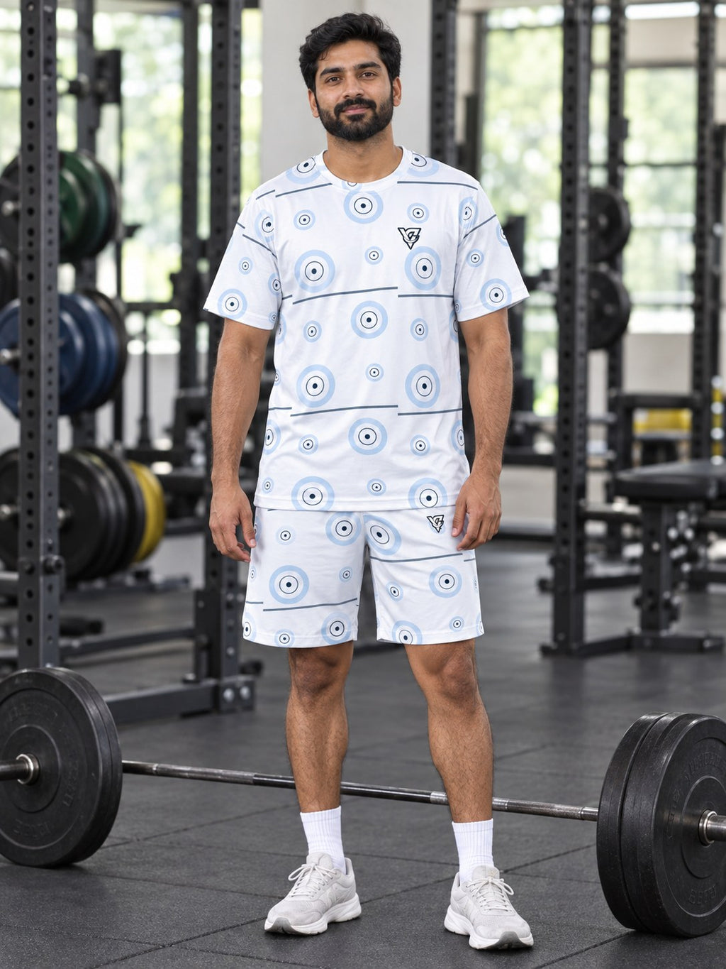 Training & Gym Arctic White Iron Plate Men's Athletic Shorts with Pockets, front view