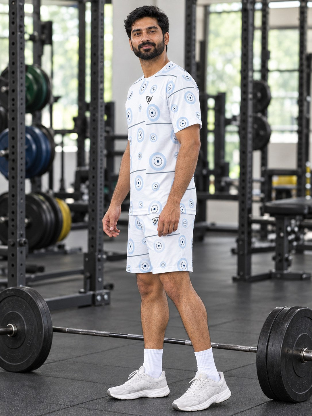Training & Gym Arctic White Iron Plate Men's Athletic Shorts with Pockets, side view
