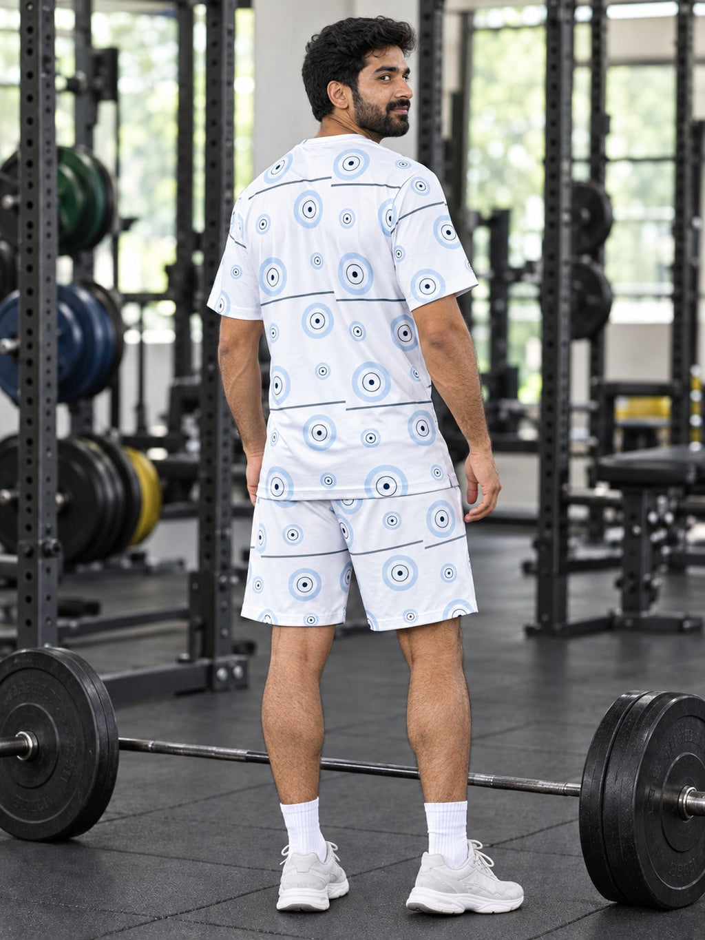 Training & Gym Arctic White Iron Plate Men's Sports Jersey, back view