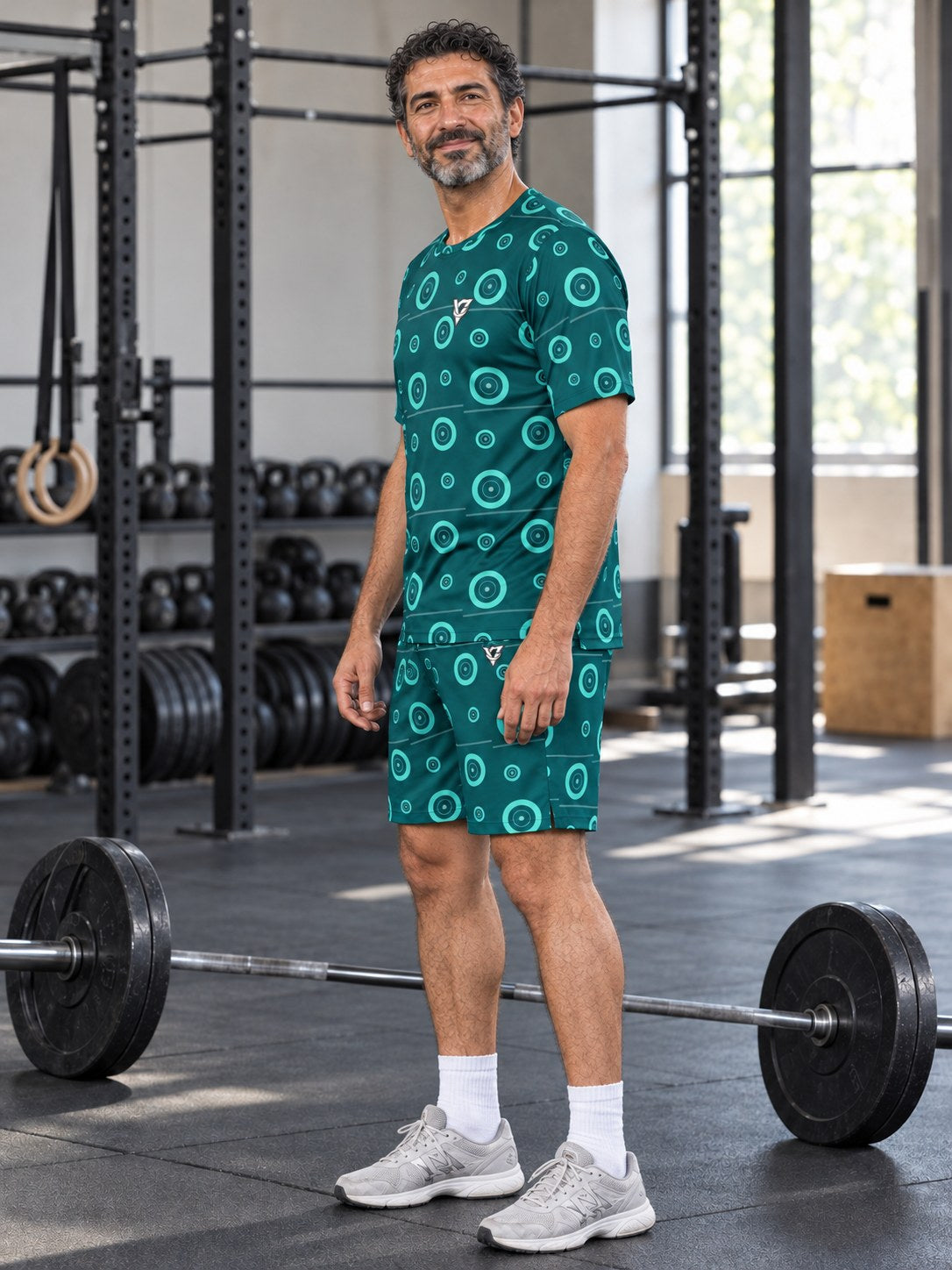 Training & Gym Teal Wave Iron Plate Men's Sports Jersey, side view