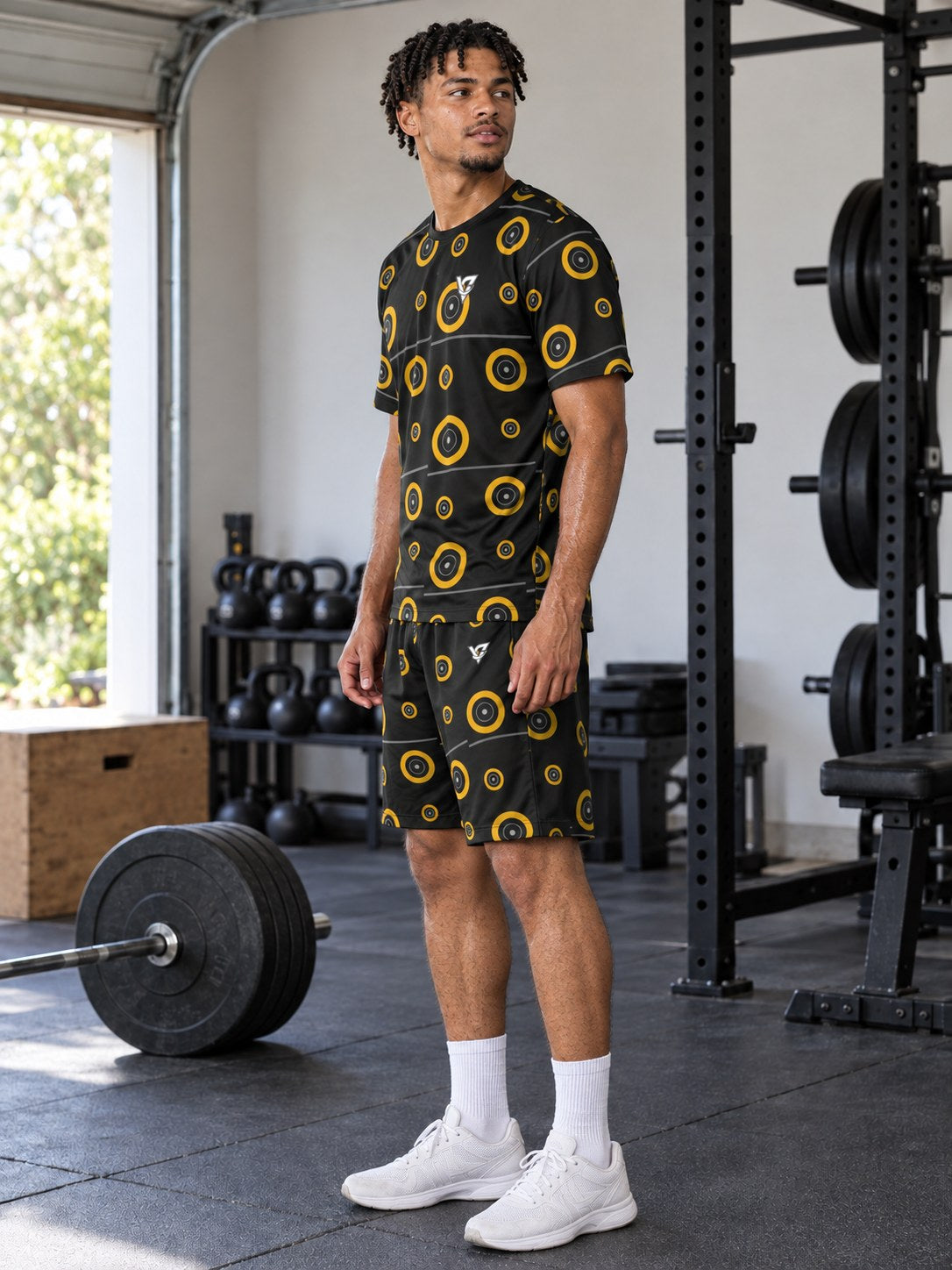 Training & Gym Gold Rush Iron Plate Men's Athletic Shorts with Pockets, side view