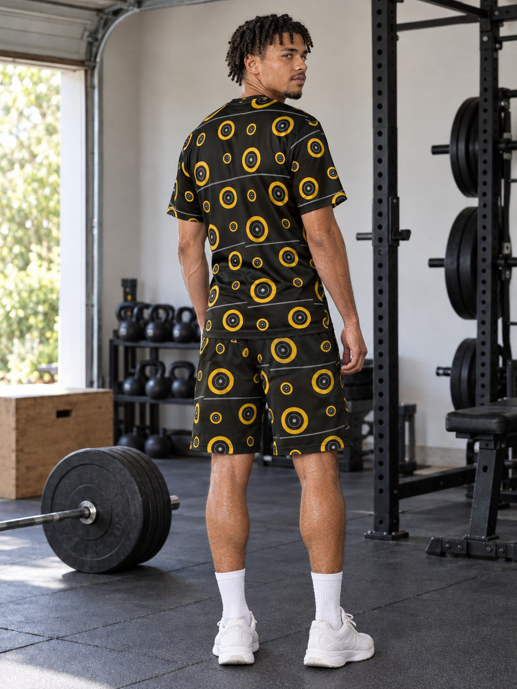 Training & Gym Gold Rush Iron Plate Men's Sports Jersey, back view