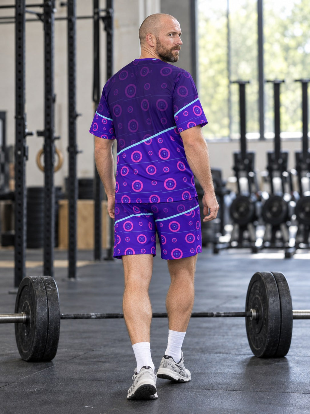 Training & Gym Ultra Violet Iron Plate Men's Sports Jersey, back view