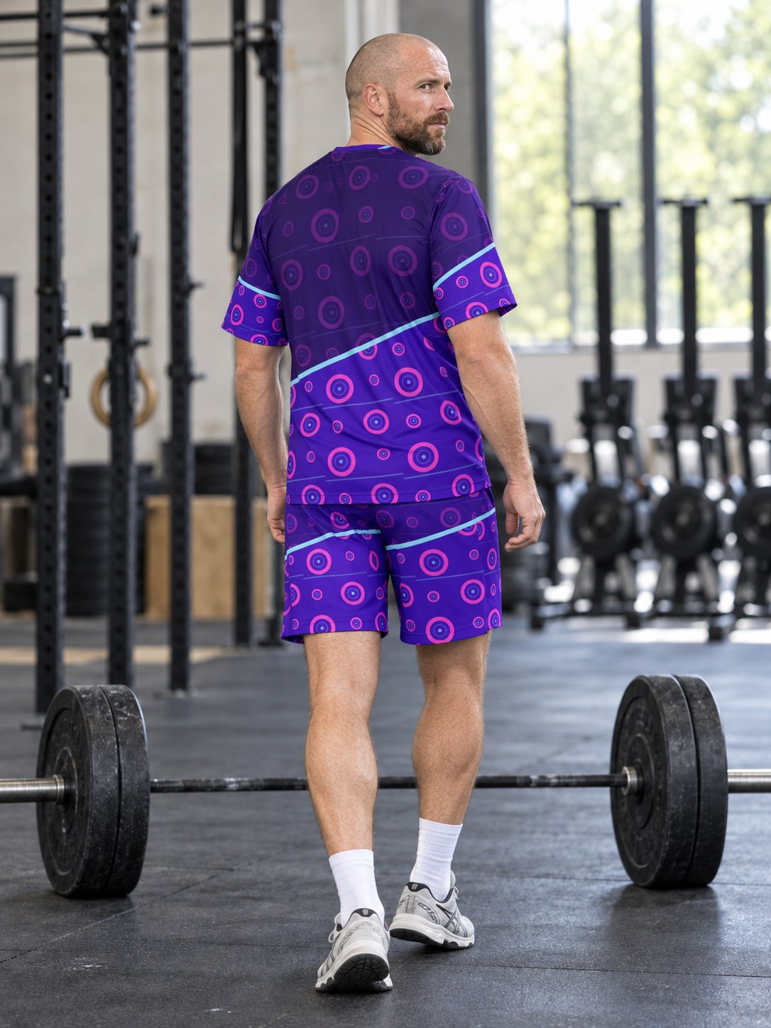 Training & Gym Ultra Violet Iron Plate Men's Sports Jersey, back view