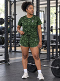Training & Gym Forest Camo Iron Plate Women's Athletic Shorts with Pockets, front view