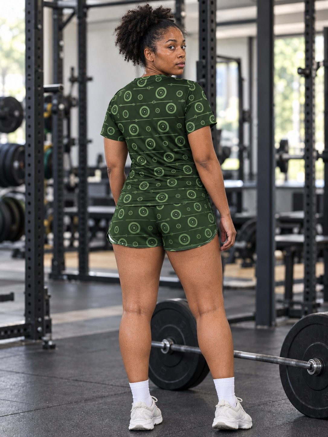 Training & Gym Forest Camo Iron Plate Women's Sports Jersey, back view