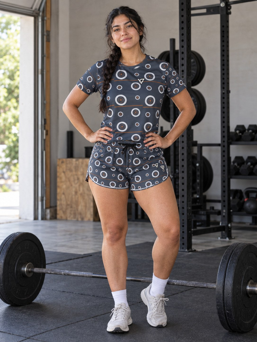 Training & Gym Slate Storm Iron Plate Women's Athletic Shorts with Pockets, front view