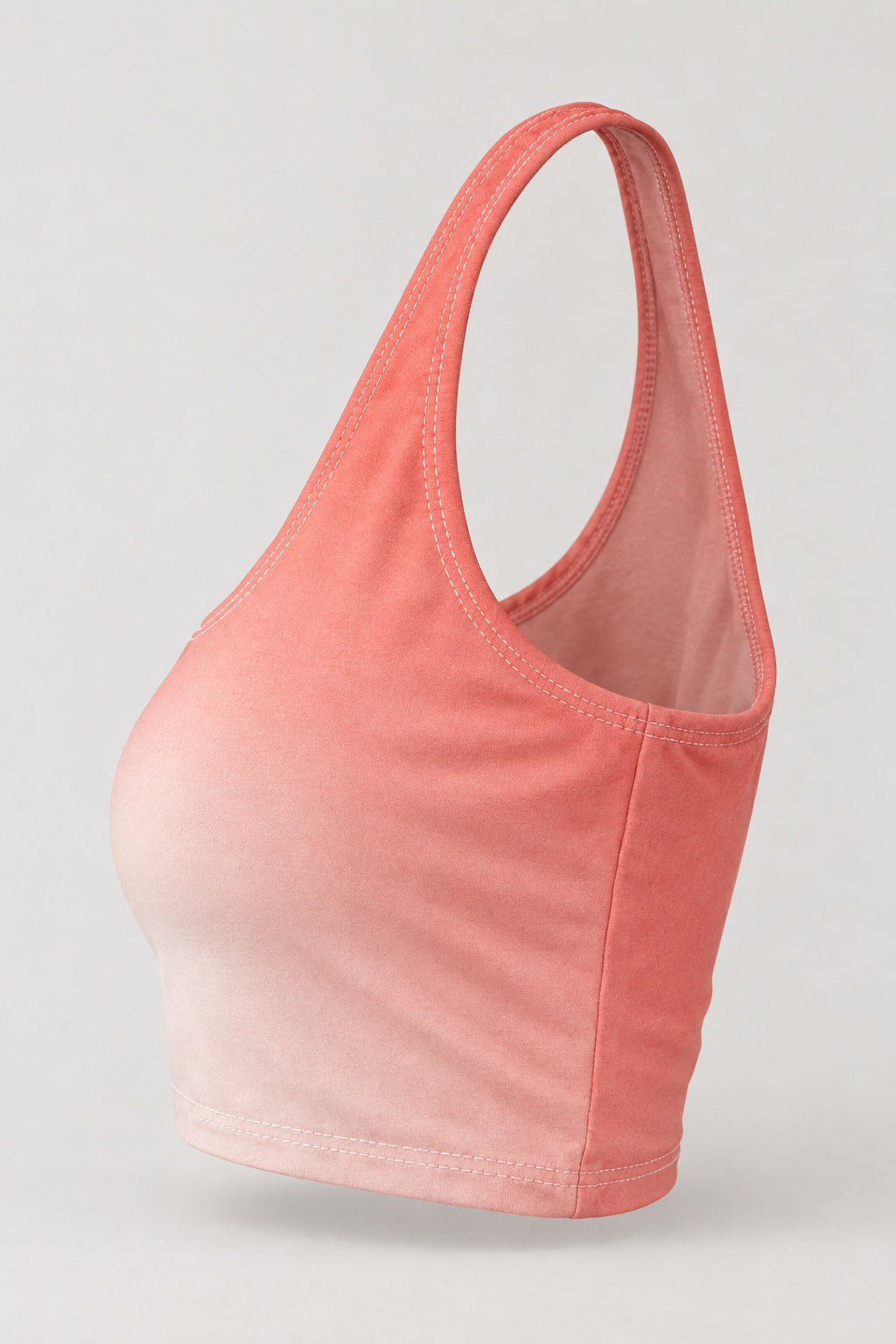 Coral Ombre Sports Bra, AI-generated product-only studio side view