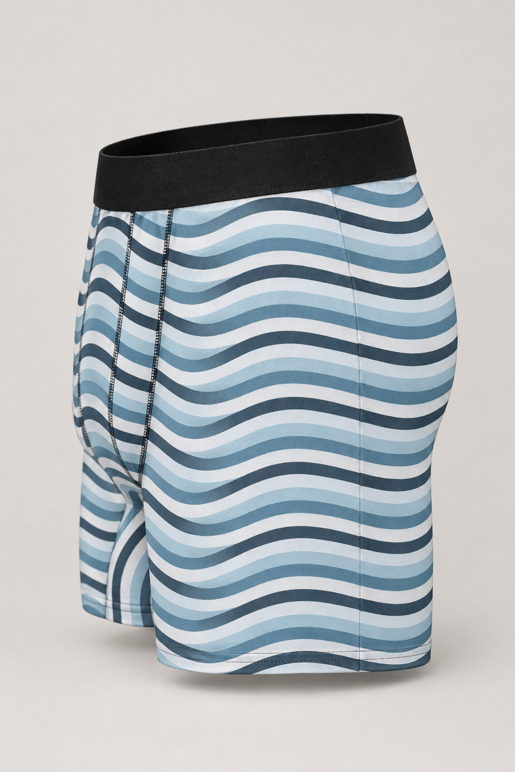 Arctic Wave Men's Boxer Briefs — Performance Underwear, AI-generated product-only studio side view