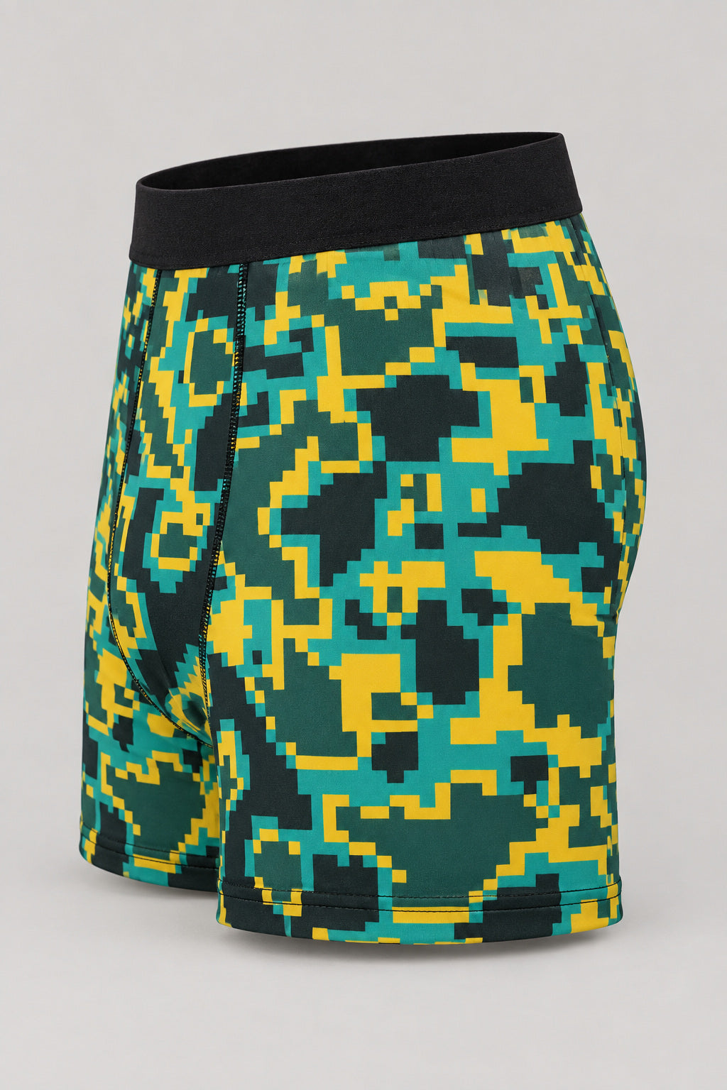 Tropic Digital Camo Men's Boxer Briefs — Performance Underwear, AI-generated product-only studio side view