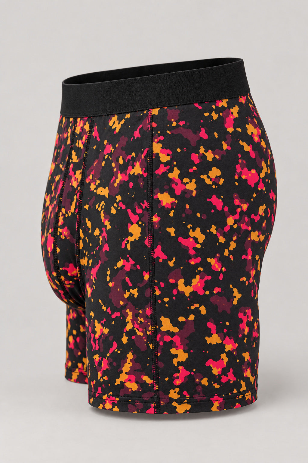 Infrared Splatter Men's Boxer Briefs — Performance Underwear, AI-generated product-only studio side view
