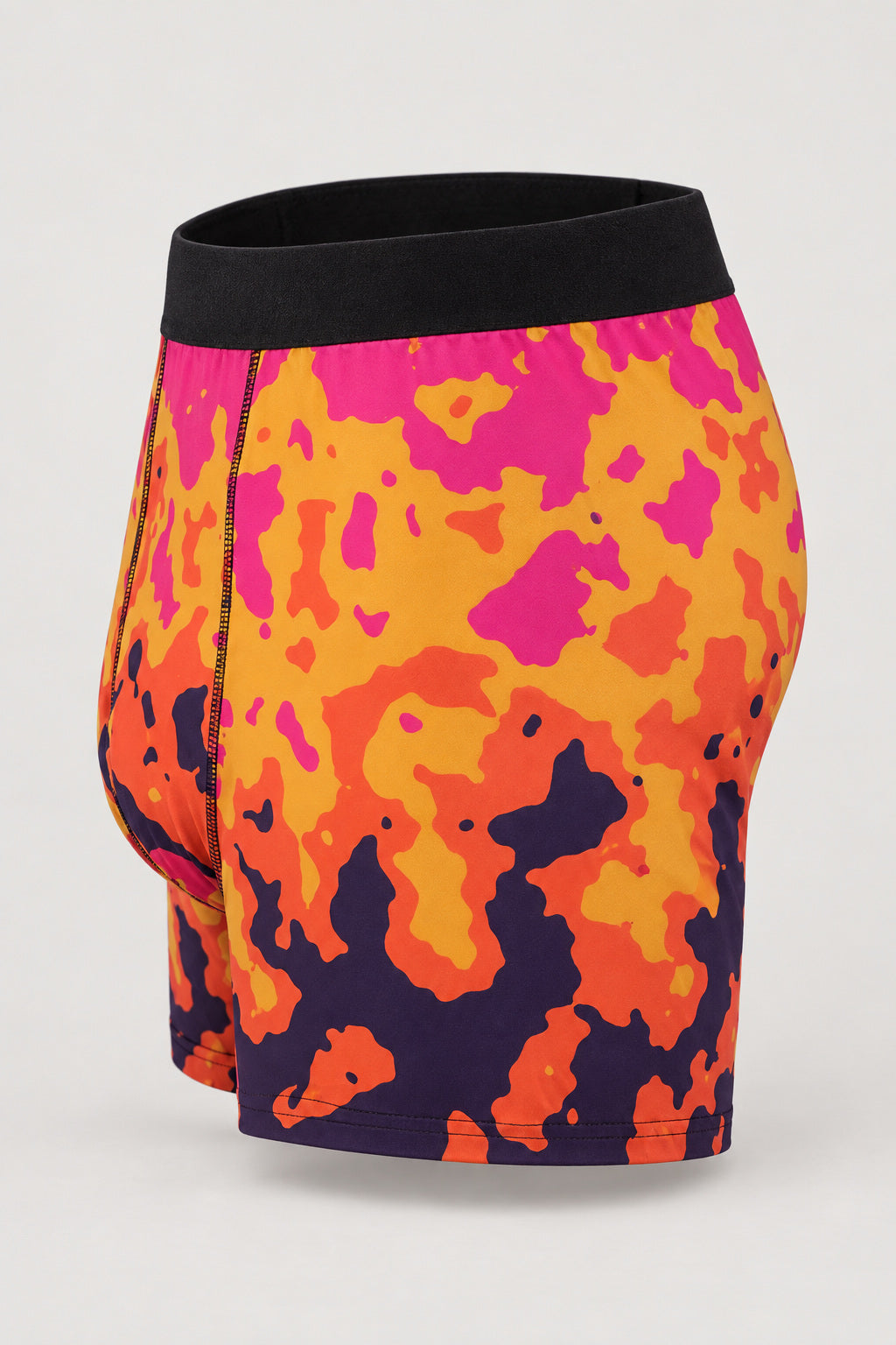 Sunset Magma Men's Boxer Briefs — Performance Underwear, AI-generated product-only studio side view