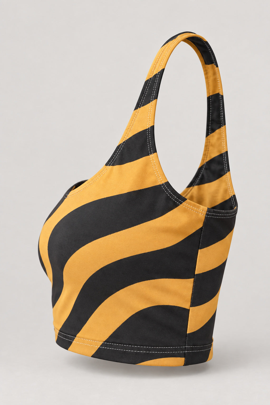 Bonfire Zebra Sports Bra, AI-generated product-only studio side view