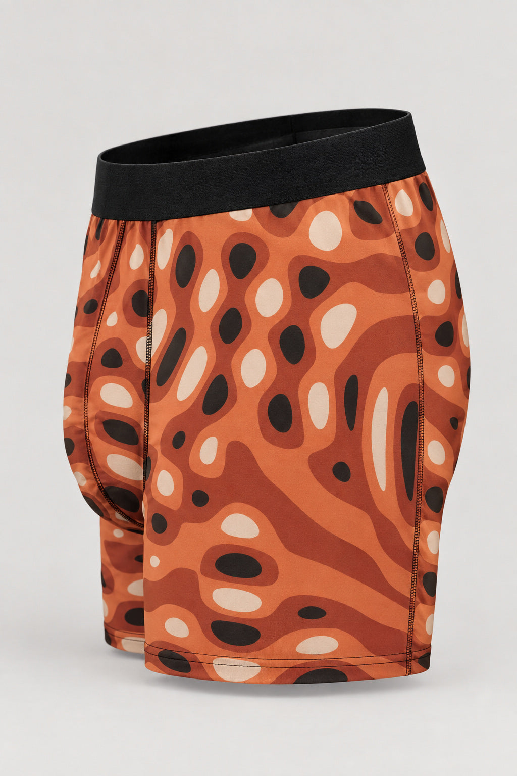 Terracotta Ripple Men's Boxer Briefs — Performance Underwear, AI-generated product-only studio side view