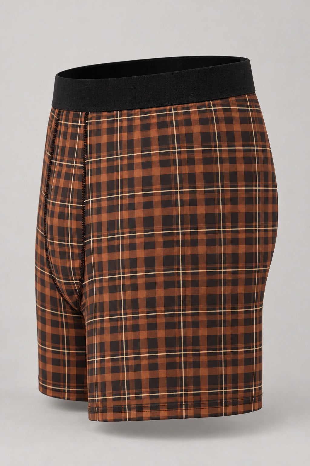 Copper Flannel Men's Boxer Briefs — Performance Underwear, AI-generated product-only studio side view