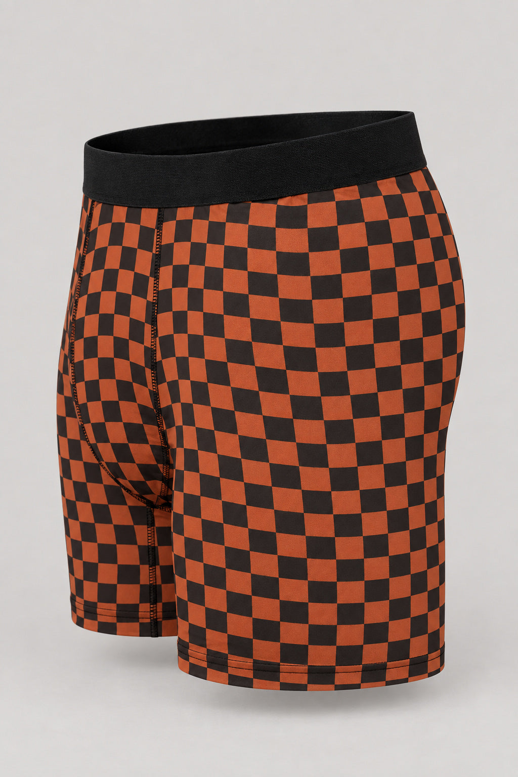 Auburn Warp Check Men's Boxer Briefs — Performance Underwear, AI-generated product-only studio side view