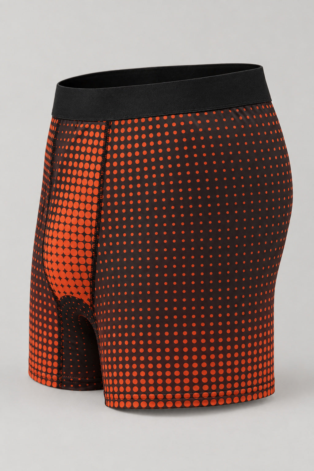 Bonfire Halftone Men's Boxer Briefs — Performance Underwear, AI-generated product-only studio side view
