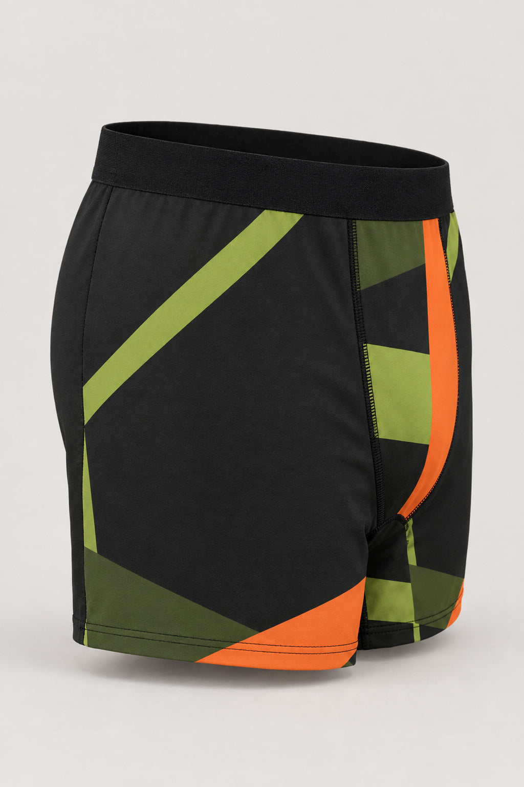 Moss Flame Shard Men's Boxer Briefs — Performance Underwear, AI-generated product-only studio side view