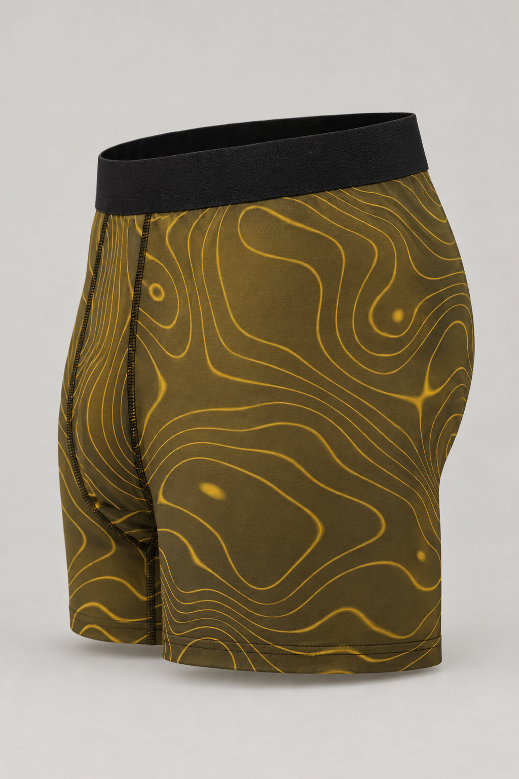 Mustard Topo Men's Boxer Briefs — Performance Underwear, AI-generated product-only studio side view