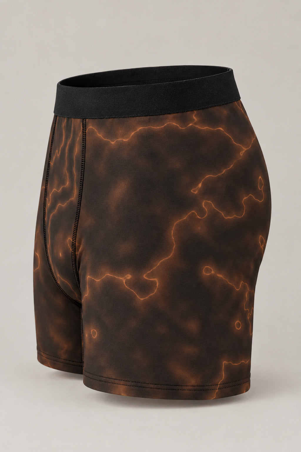Chestnut Marble Men's Boxer Briefs — Performance Underwear, AI-generated product-only studio side view