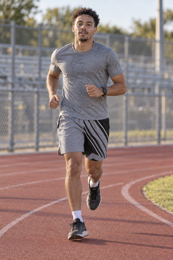 Men's Steel Gray & Black Running Jogger Shorts with Pockets — Athletic Performance