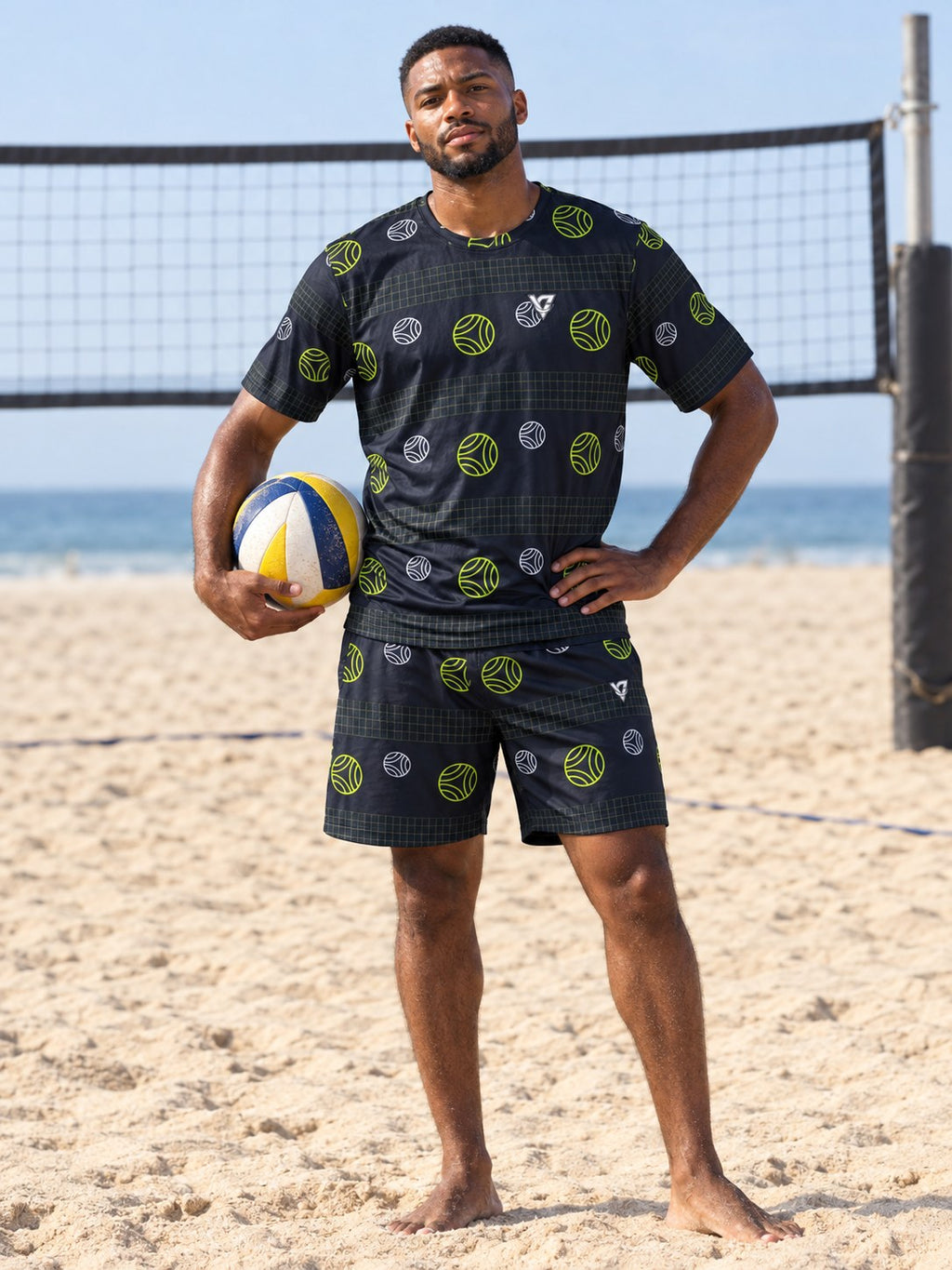 Volleyball Volt Night Spike Panel Men's Athletic Shorts with Pockets, front view