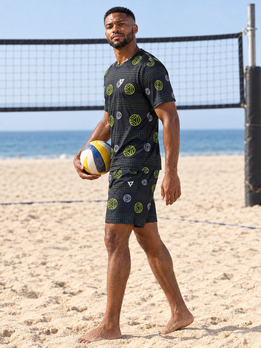 Volleyball Volt Night Spike Panel Men's Athletic Shorts with Pockets, side view