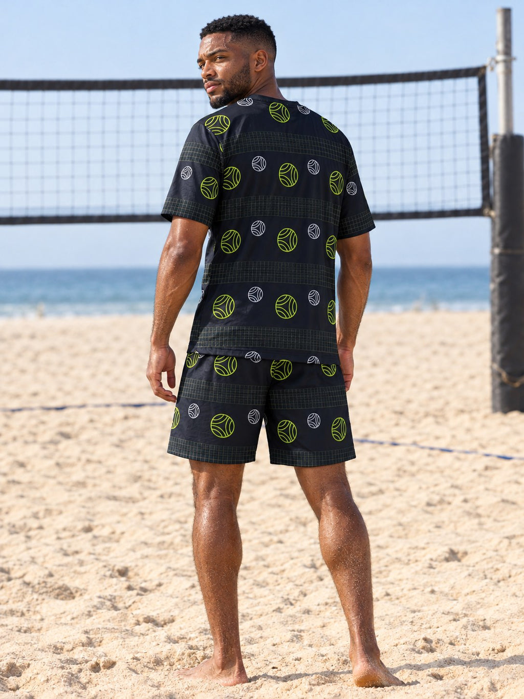 Volleyball Volt Night Spike Panel Men's Athletic Shorts with Pockets, back view
