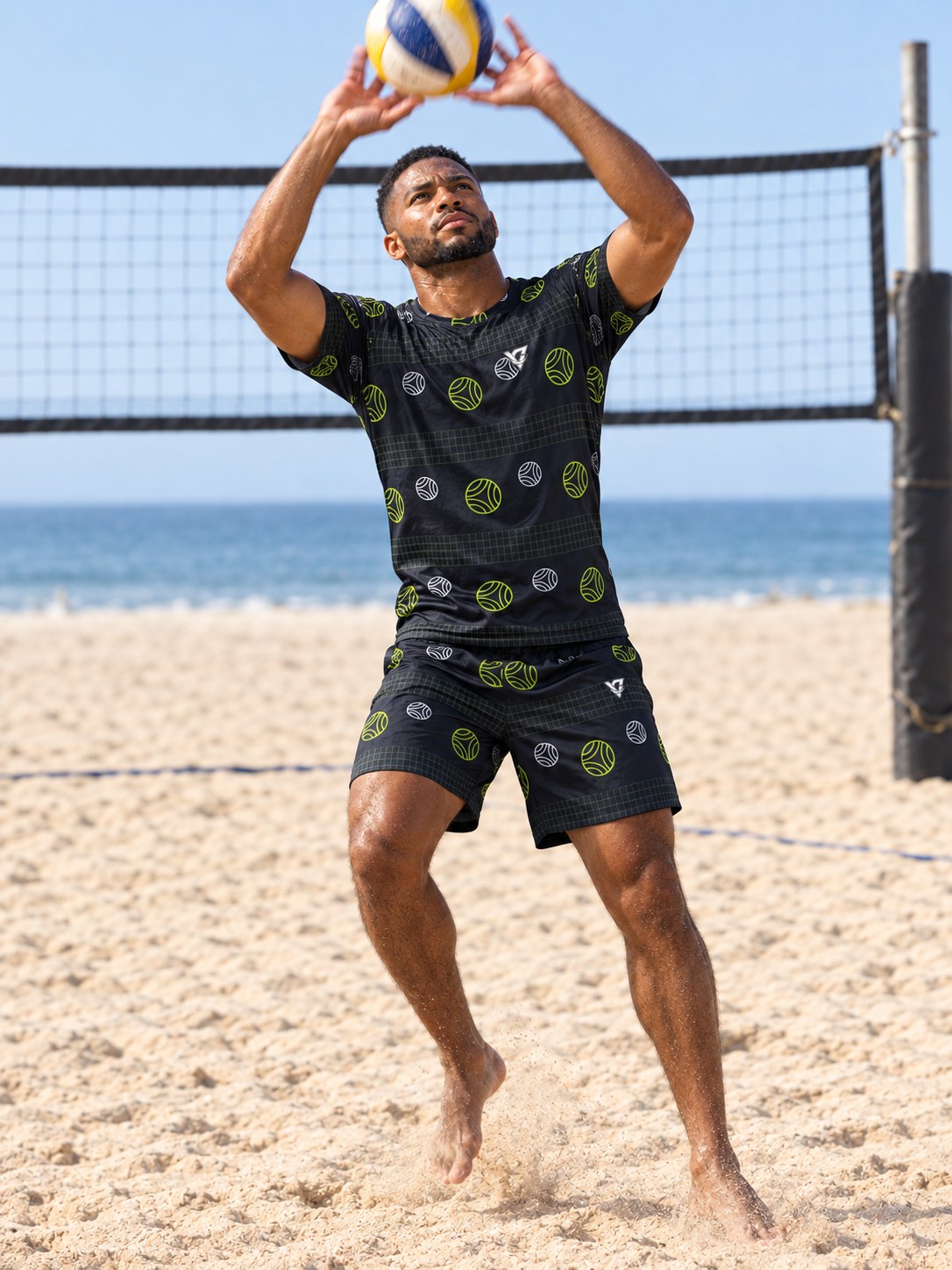 Volleyball Volt Night Spike Panel Men's Sports Jersey, in action