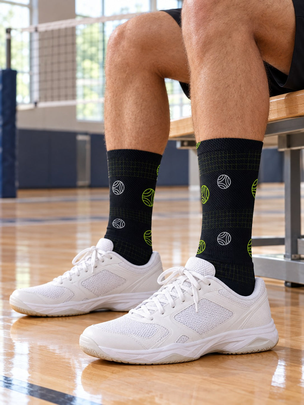 Volleyball Volt Night Spike Panel Athletic Crew Socks, lifestyle photo