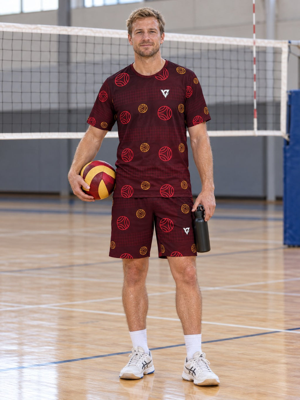 Volleyball Crimson Blaze Spike Panel Men's Sports Jersey, front view