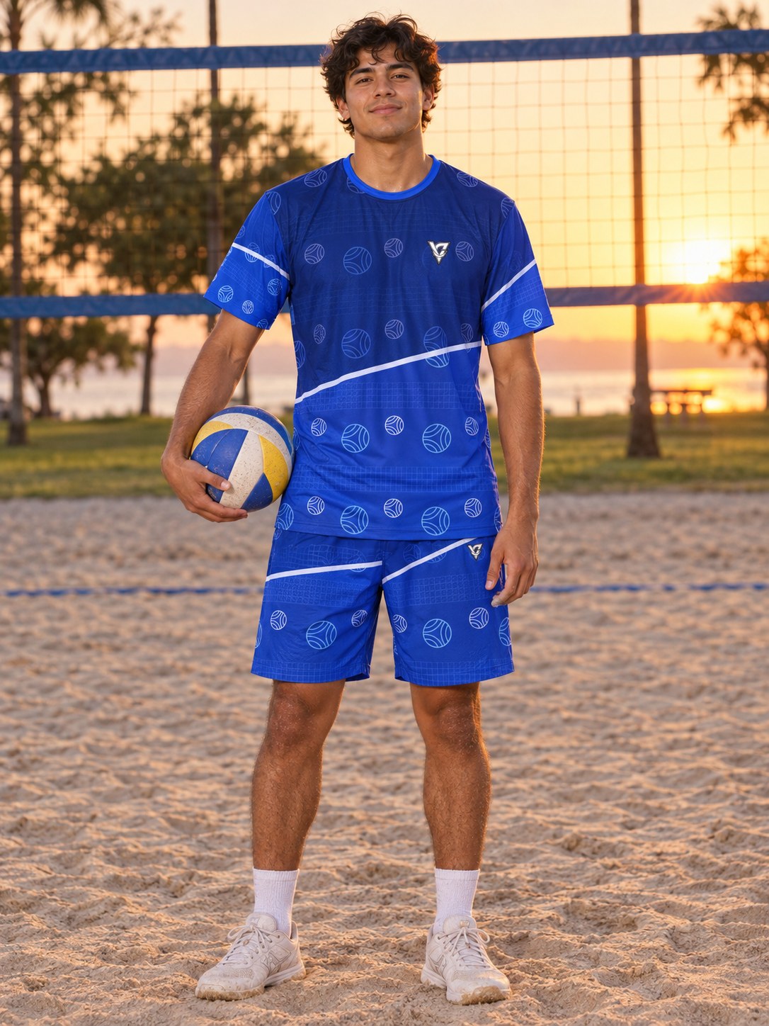 Volleyball Royal Ice Spike Panel Men's Sports Jersey, front view