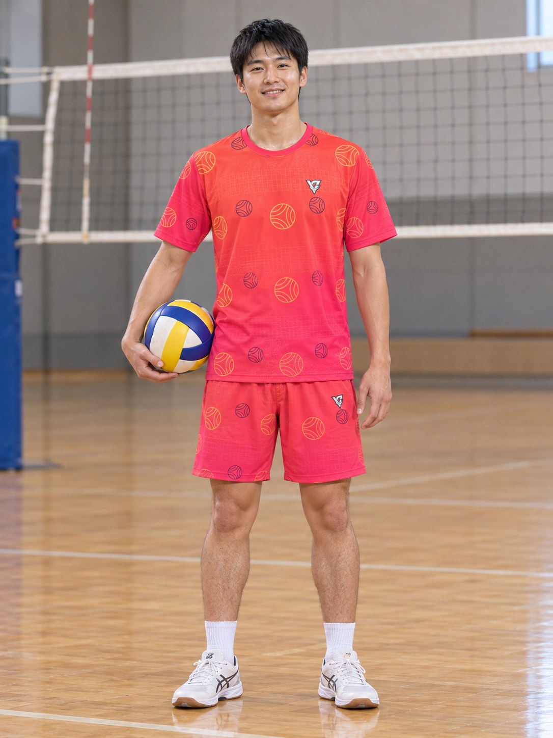 Volleyball Sunset Fade Spike Panel Men's Sports Jersey, front view