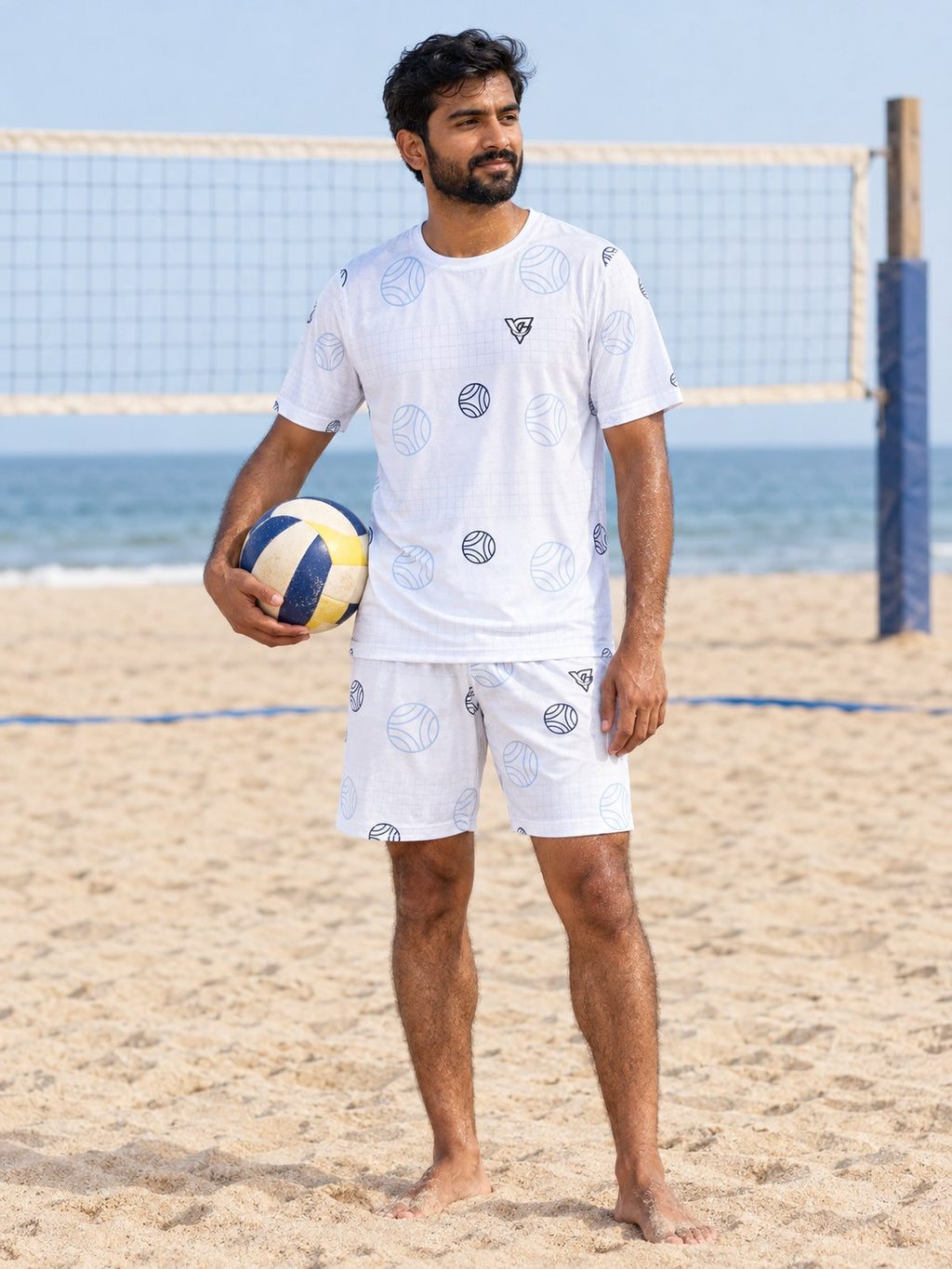 Volleyball Arctic White Spike Panel Men's Sports Jersey, front view