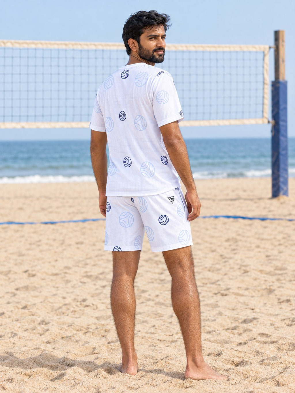 Volleyball Arctic White Spike Panel Men's Sports Jersey, back view