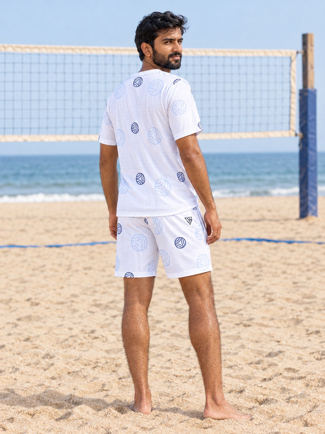 Volleyball Arctic White Spike Panel Men's Sports Jersey, back view