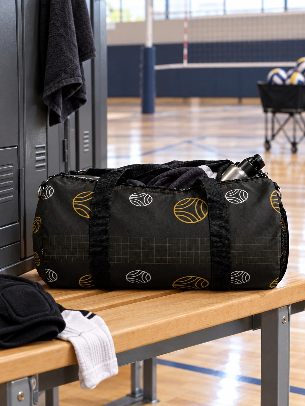 Volleyball Gold Rush Spike Panel Duffel Bag, lifestyle detail