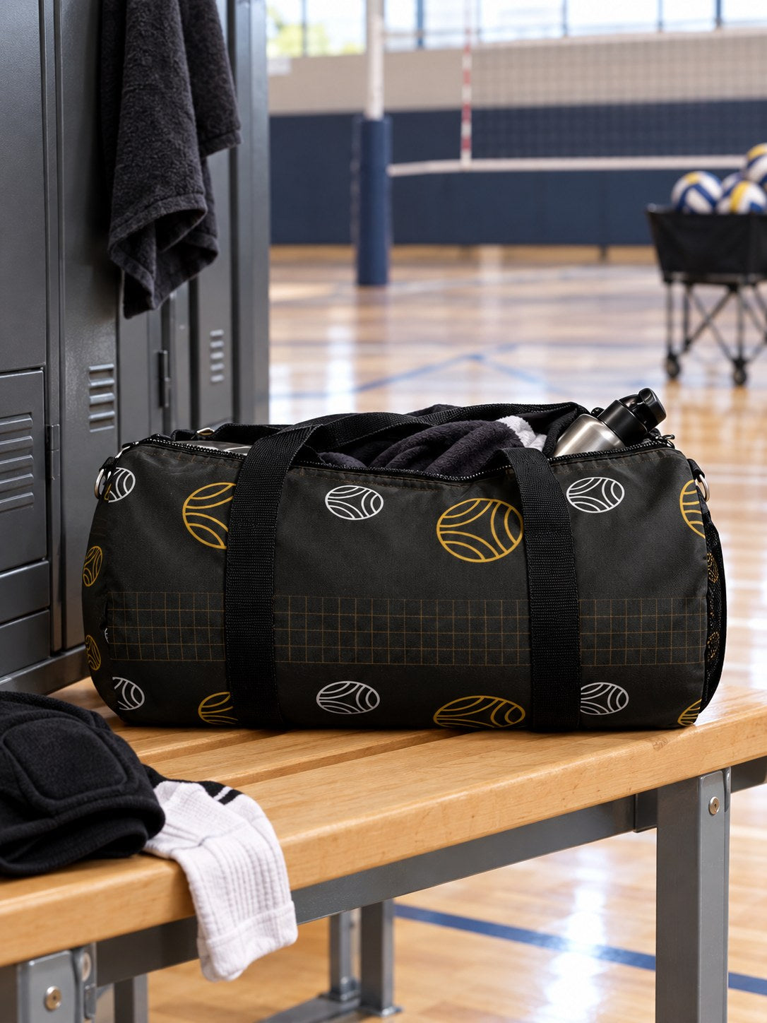 Volleyball Gold Rush Spike Panel Duffel Bag, lifestyle detail