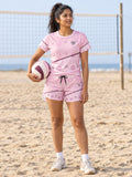 Volleyball Blush Rose Spike Panel Women's Sports Jersey, front view